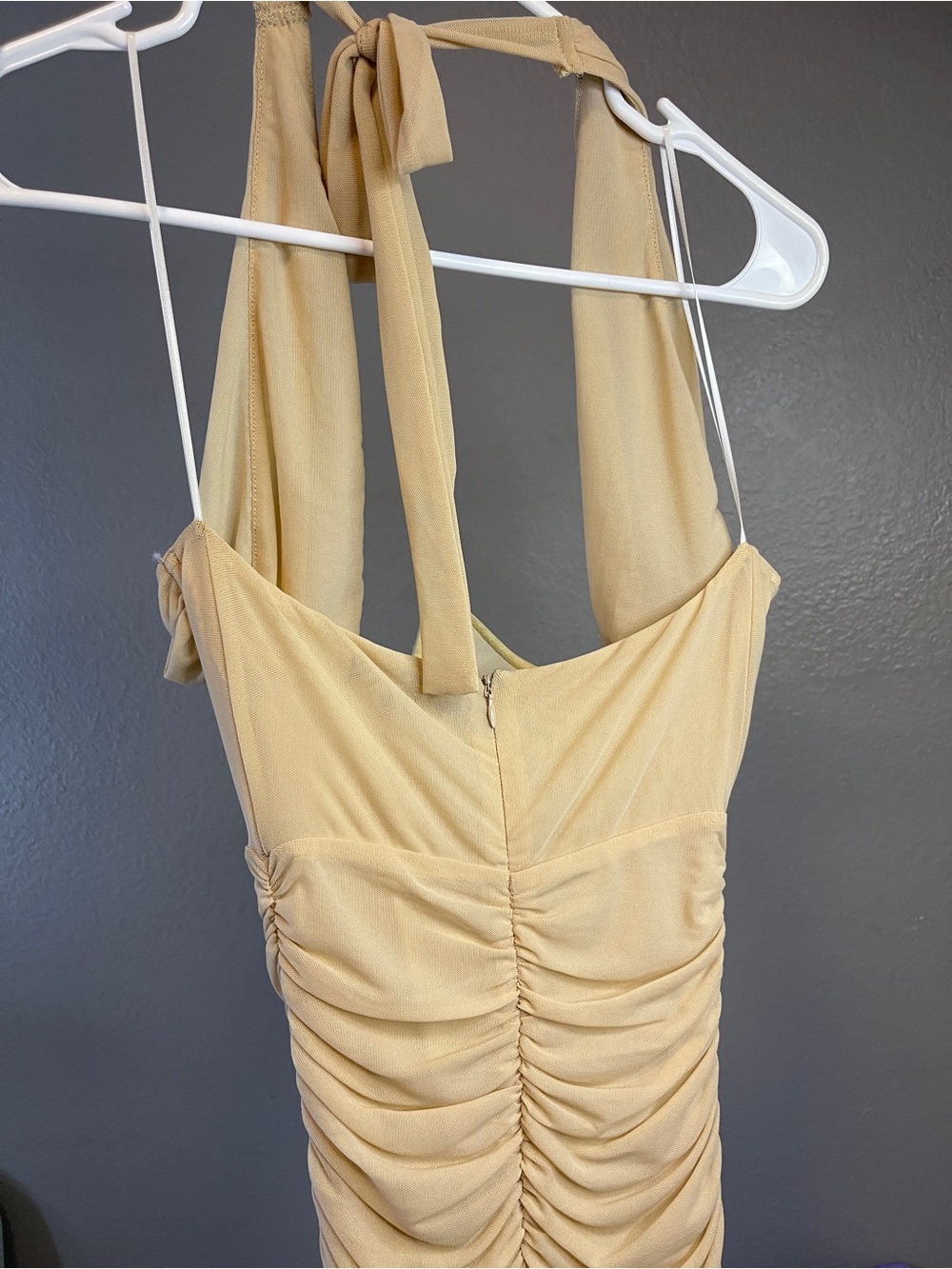 Motel Rocks Beige Halter Ruched Mini Dress - Picture 3 of 4